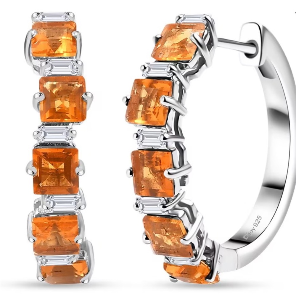 Fire Opal Earrings In Sterling Silver 2.80 Carats